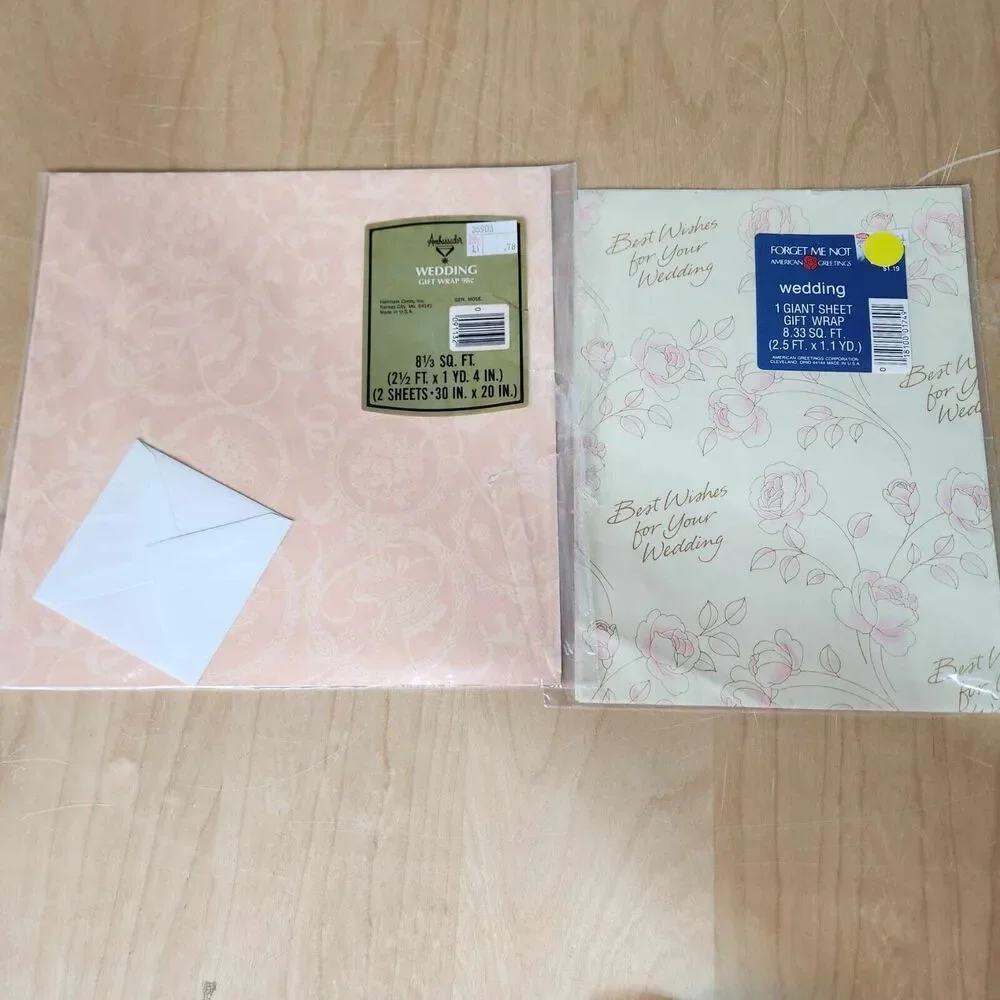 Vintage Gift Wrap Lot Wrapping Paper Wedding Bridal Theme Retro 20+ Sheets